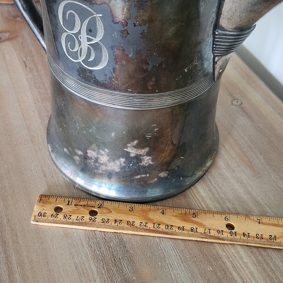 🫗Antique Eureka Quadruple Silver-Plated Engraved Pitcher – "B" Monogram Amazing - Picture 15 of 16